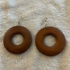 Women’s wood hoop dangle earrings